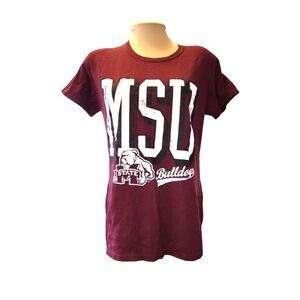 MSU/Gildan Maroon & White MS State University Bulldogs Pride T Shirt Size L